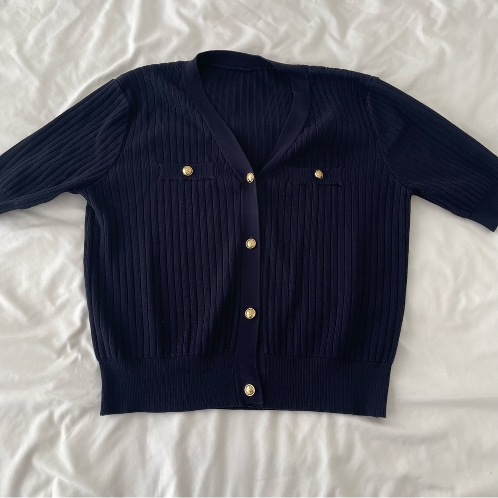Shein Navy Blue Button Blouse L